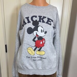 H&M Disney Mickey Mouse Sweatshirt XL Gray Graphic Oversized Cozy Pullover